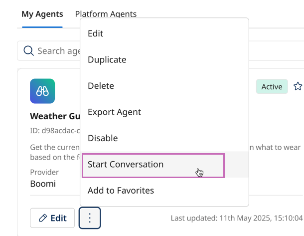 start conversation button