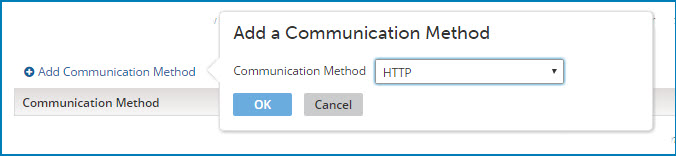 Add a Communication Method panel.