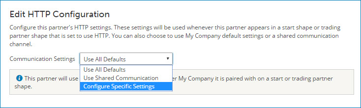 Communication Settings list.