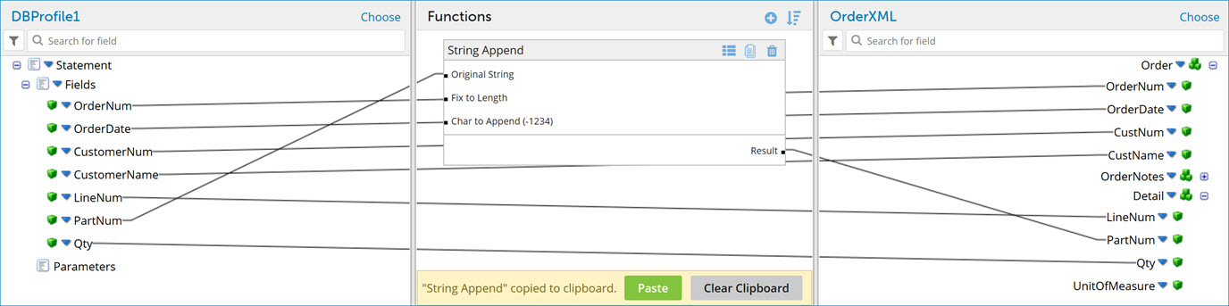 Map in which functions are used in a mapping