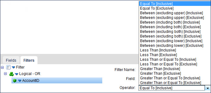 Operation component Filters tab.