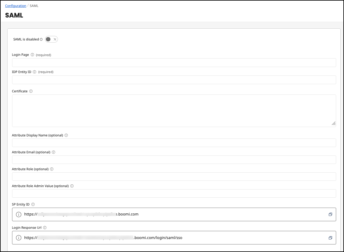 Administration Portal - Configuration - SAML