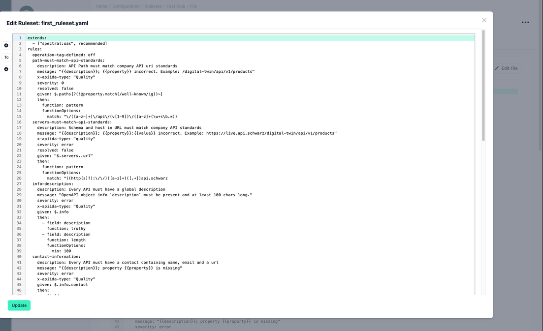 Administration Portal - Configuration - Rulesets