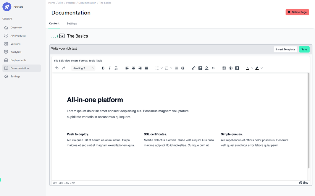 Administration Portal - APIs -  Edit Mode on a Rich Text page