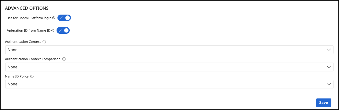 Administration Portal - Configuration - Advanced SAML