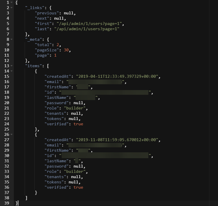 Listing users using the API