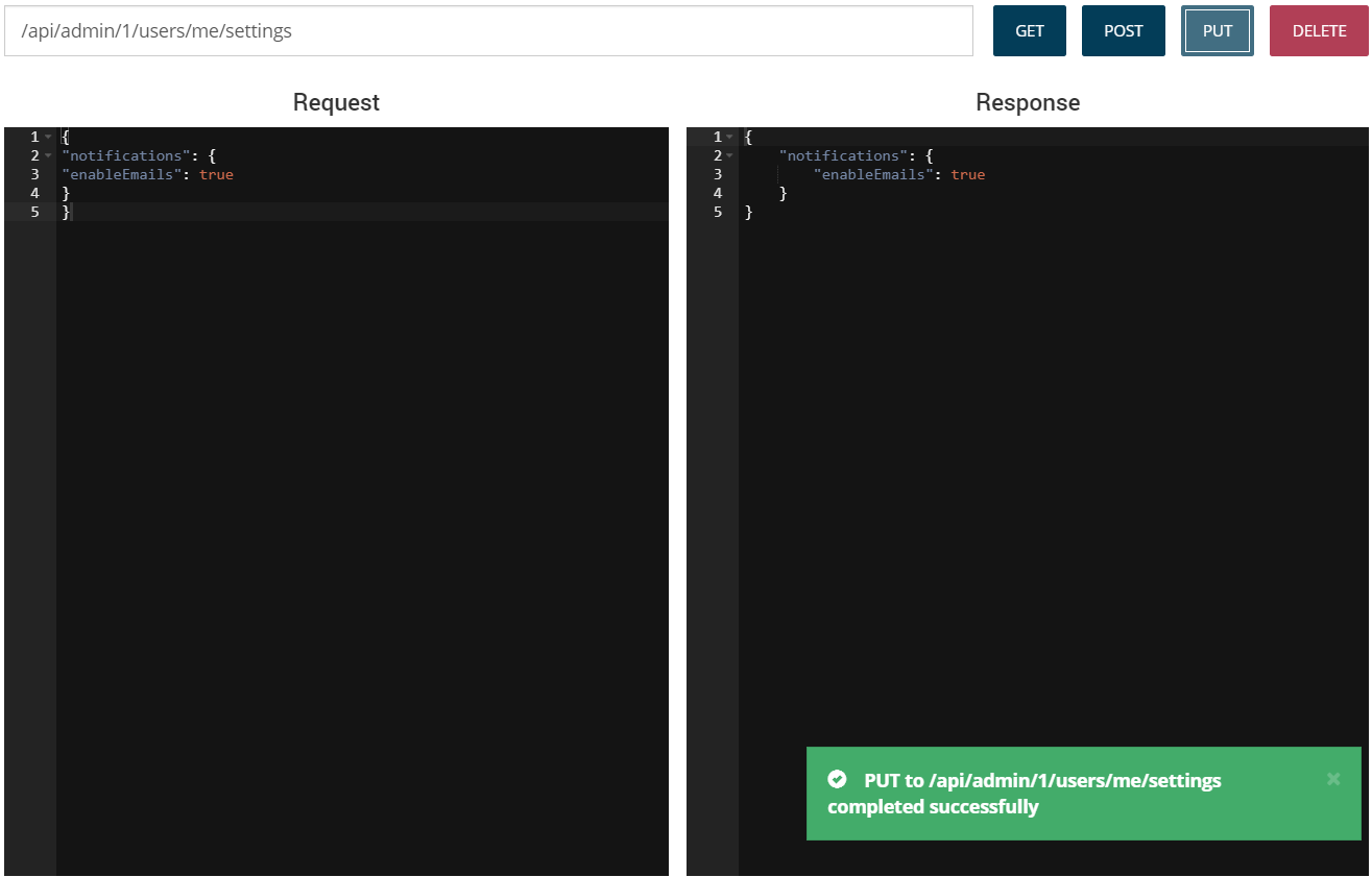 Updating user settings using the API