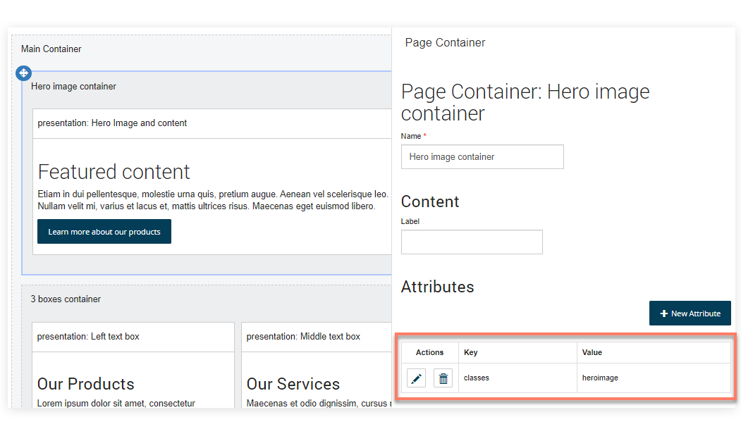 Adding a classes attribute to the container