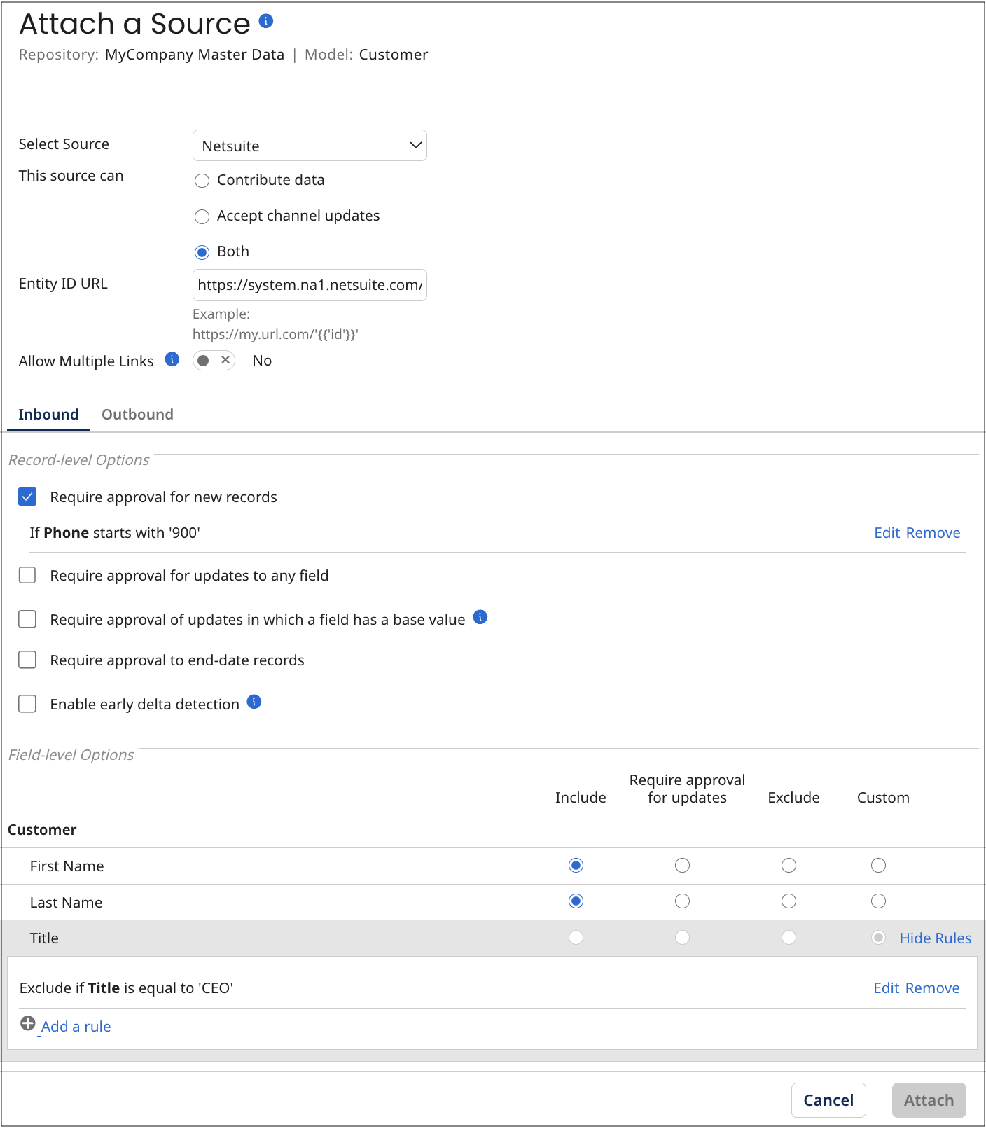 Attach a Source dialog