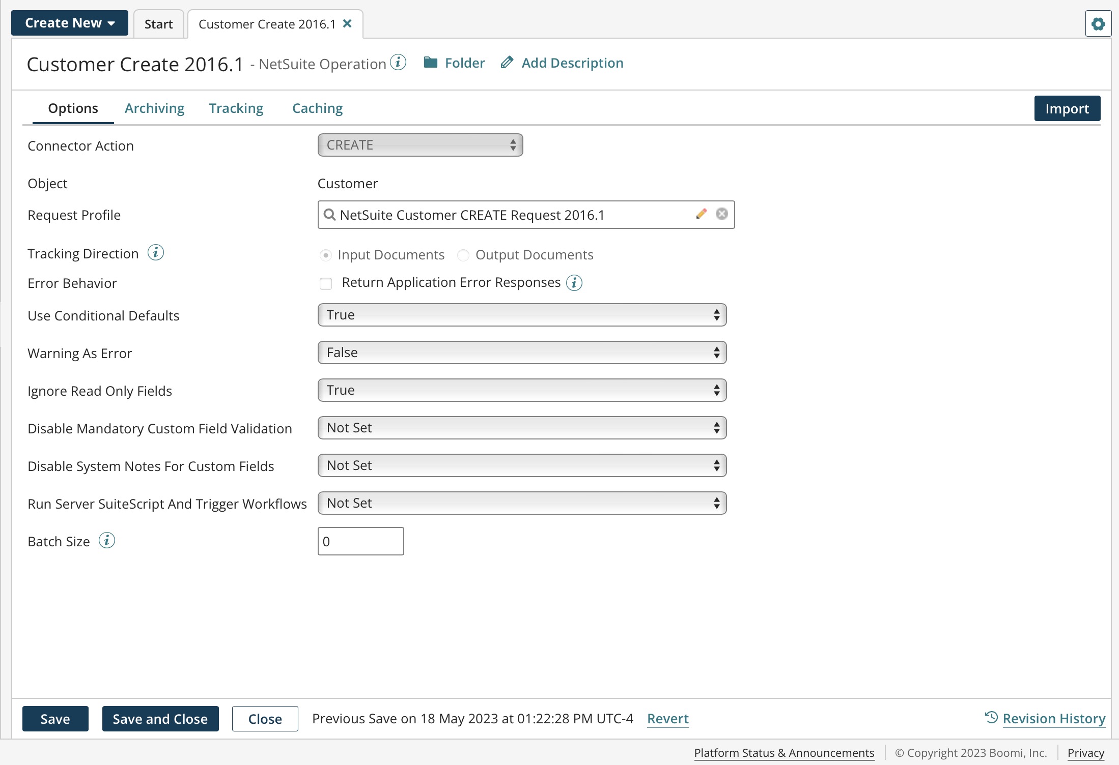 Sample NetSuite operation