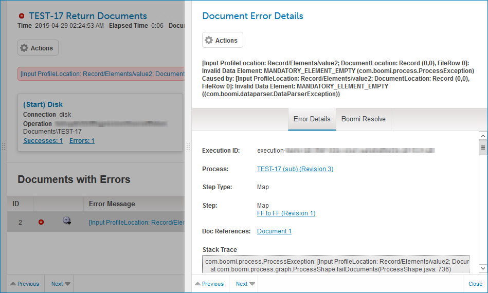 Document Error Details